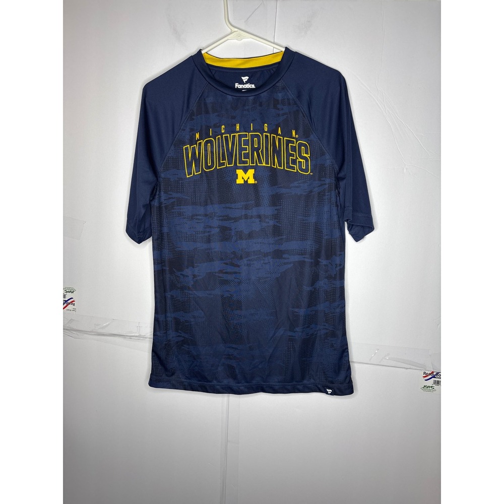 Fanatics Michigan Wolverines Mens Medium M Navy‎ Blue Camo Athletic T Shirt